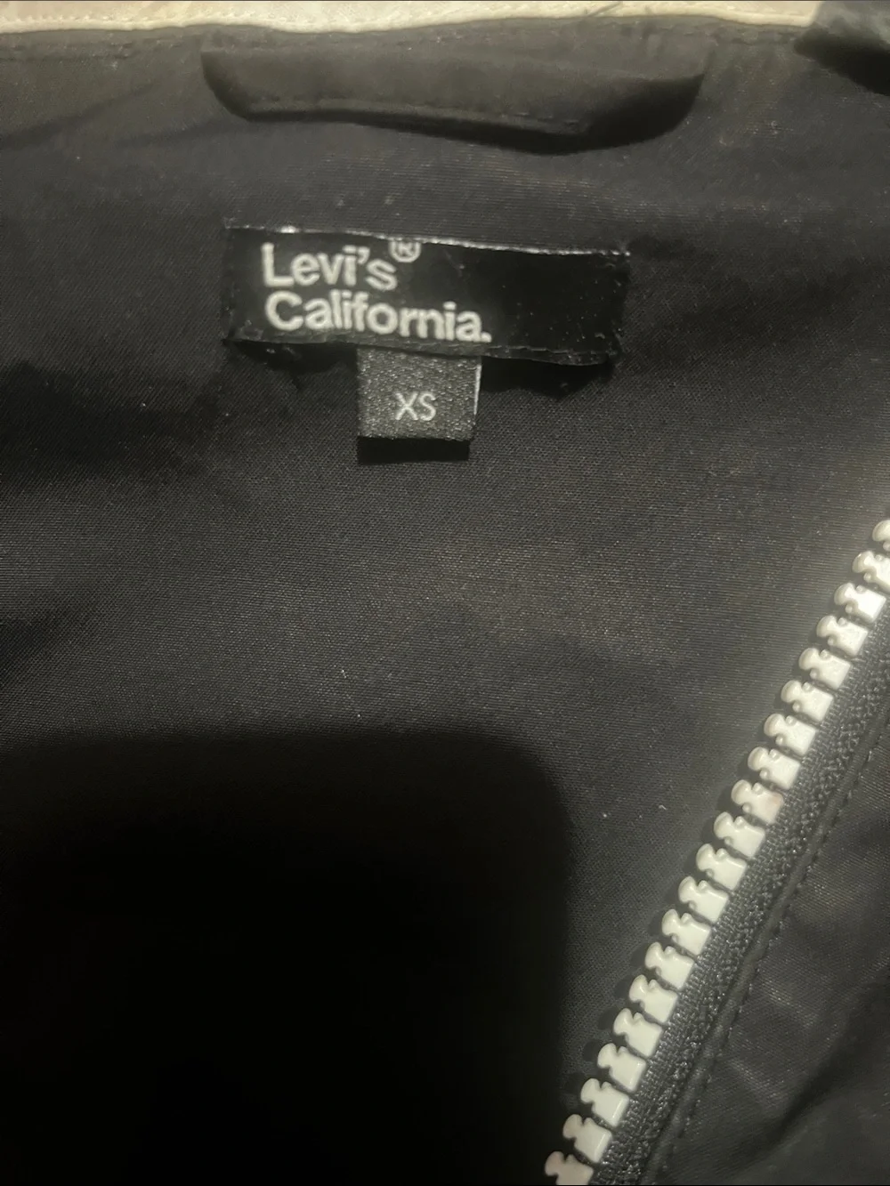 Levi's Black Hooded Windbreaker Jacket with White Zip Accents